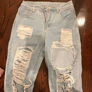 SHEIN Light Blue Distressed Jeans